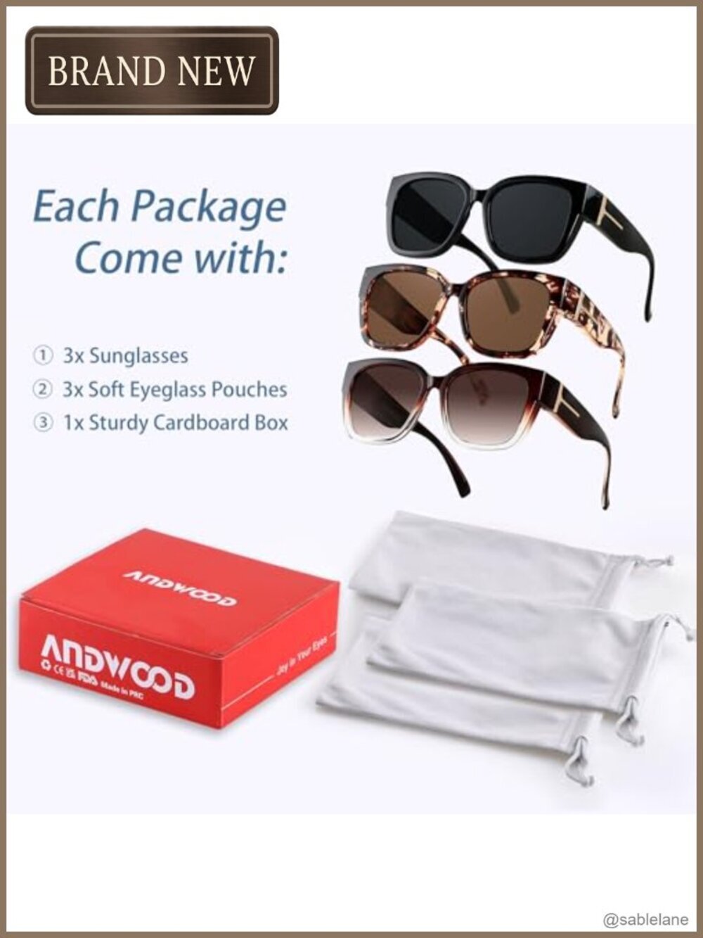 Fit Over Glasses Sunglasses Polarized Oversized Square TR90 UV Protection - Picture 6 of 6